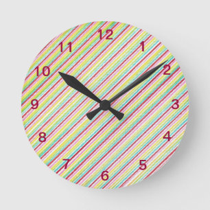 Bandes diagonales Couleur Motif Horloge murale
