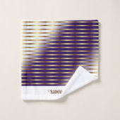 Bandes D'Or Chic Violet Et Blanc (Gant de toilette)