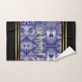 Bandes D'Or Noir Et Marbre Bleu Marine Géométrique (Serviette à main)
