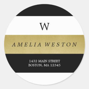 Bandes d'or Noir & Faux   Étiquette d'adresse de r