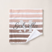 Bandes d'or rose avec Monogramme (Gant de toilette)