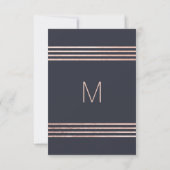 Bandes d'or rose et cartes RSVP bleu marine (Dos)