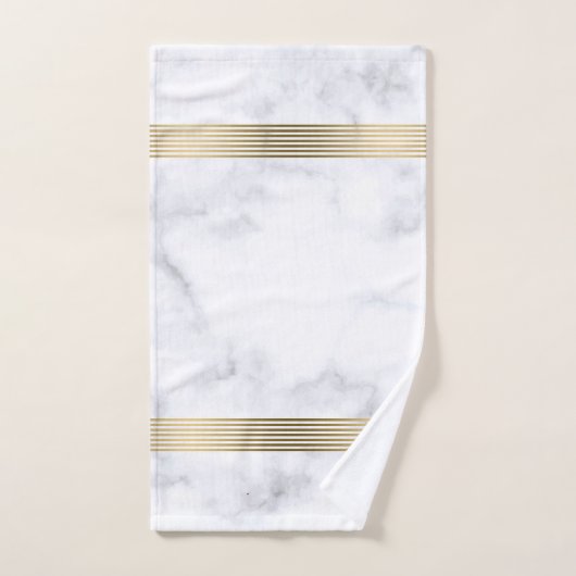 Bandes dorées blanc et gris en faux marbre (Serviette à main)