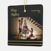 Bandes dorées de Noël Ornement Carré en céramique (Gauche)