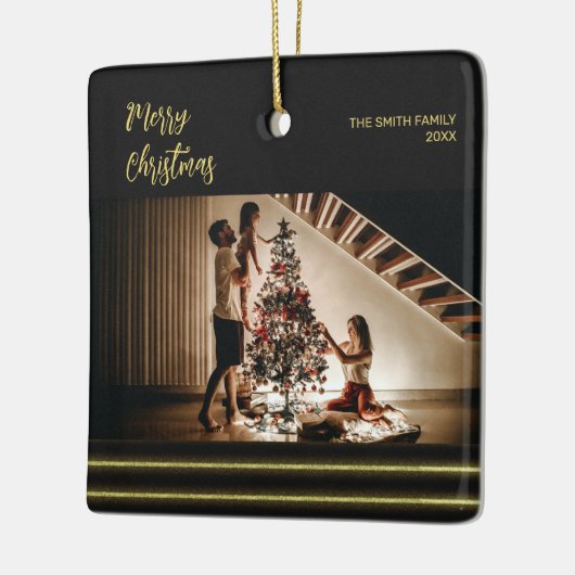 Bandes dorées de Noël Ornement Carré en céramique (Gauche)