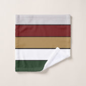 Bandes dorées vertes rouges argentées et blanches (Gant de toilette)