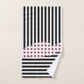 Bandes Élégantes Net Noir, Blanc, Rouge (Serviette à main)