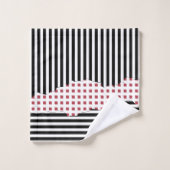 Bandes Élégantes Net Noir, Blanc, Rouge (Gant de toilette)