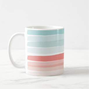 Bandes estivales en corail et mug turquoise