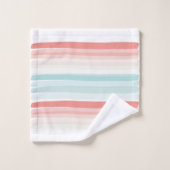 Bandes estivales en corail et turquoise (Gant de toilette)