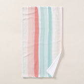 Bandes estivales en corail et turquoise 2 (Serviette à main)