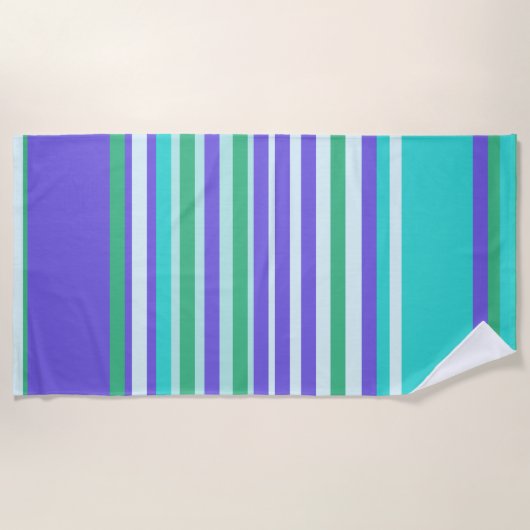 Bandes estivales en violet, vert, serviette de pla (Devant)