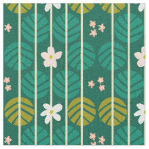 Bandes estivales tissu vert foncé rétro floral
