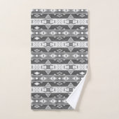 Bandes et formes géométriques gris blanc (Serviette à main)