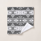 Bandes et formes géométriques gris blanc (Gant de toilette)