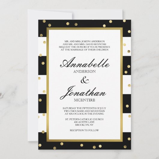 Bandes étincelantes | Élégante invitation de maria (Devant)