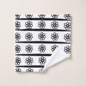Bandes florales noires et blanches (Gant de toilette)