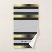 Bandes Géométriques Noires Et Grises Nom (Serviette à main)