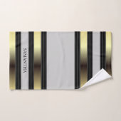 Bandes Géométriques Noires Et Grises Nom (Serviette à main)