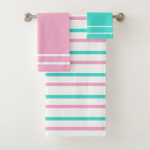 Bandes géométriques turquoise rose blanc