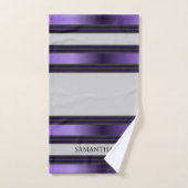 Bandes Géométriques Violet Et Gris Nom (Serviette à main)