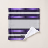 Bandes Géométriques Violet Et Gris Nom (Gant de toilette)
