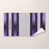 Bandes Géométriques Violet Et Gris Nom (Serviette à main)