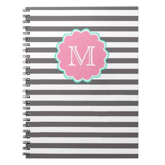 Bandes grises et blanches, Carnet Monogramme (Devant)
