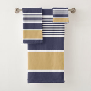 Bandes horizontales, bleu marine, ocre, blanc