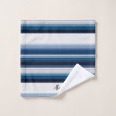 Bandes horizontales en gris bleu blanc (Gant de toilette)