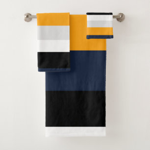 Bandes jaunes, bleues, blanches et noires