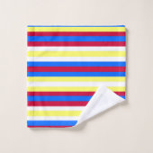 Bandes jaunes, rouges, blanches et bleues (Gant de toilette)