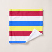 Bandes jaunes, rouges, blanches et bleues (Gant de toilette)