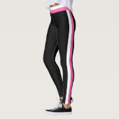 Bandes latérales blanches et roses Leggings sporti (Gauche)