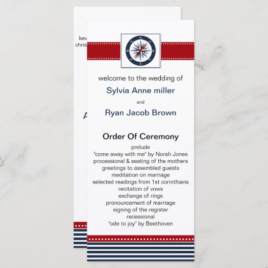 bandes marines, boussole, programmes de mariage na (Devant / Derrière)