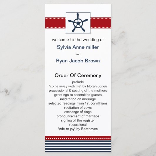 bandes marines, gouvernail, programmes de mariage  (Devant)