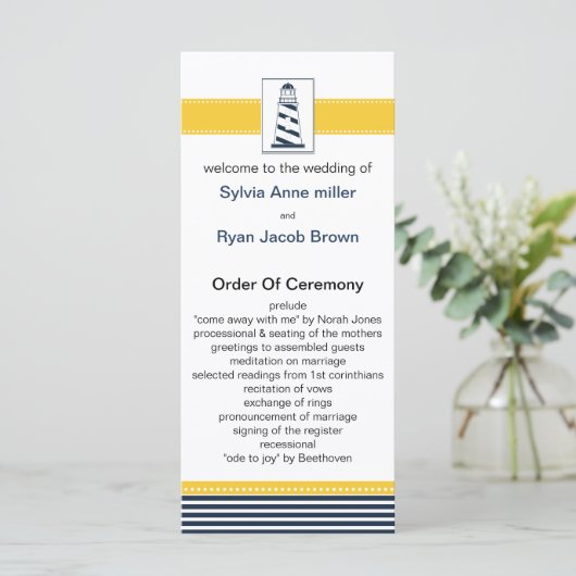 bandes marines, phare, programmes de mariage nauti (Debout devant)