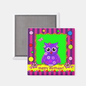 Bandes mignonnes, pois, hibou, Aimant d'anniversai (Recto/Verso)