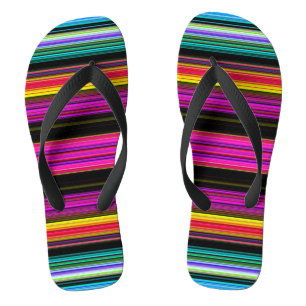 Bandes minces et colorées - 2 tongs adultes