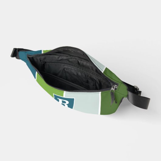 Bandes modernes en bleu et vert avec Monogrammes (Ouvrir)