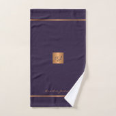 Bandes monogrammées d'or violet moderne (Serviette à main)