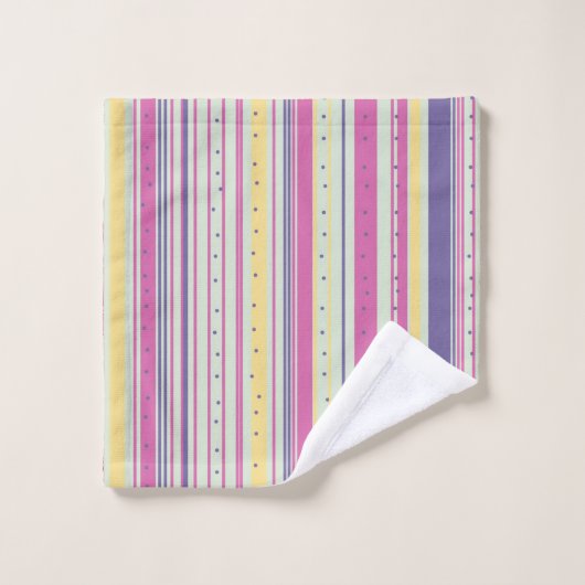Bandes multicolores en rose violet jaune vert (Gant de toilette)