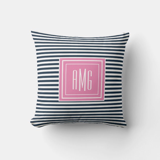 Bandes Nautiques ⎢ Coussin MonogrammeJeter (Recto)