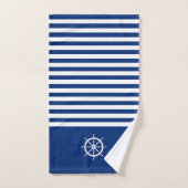 Bandes Nautiques+Navires Roue Bleu+Blanc (Serviette à main)