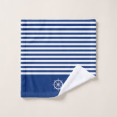 Bandes Nautiques+Navires Roue Bleu+Blanc (Gant de toilette)