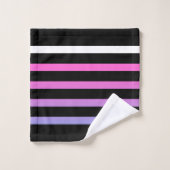 Bandes noires, bleues et roses (Gant de toilette)