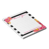 Bandes noires et blanches avec Bloc-notes aux fleu (Incliné)