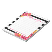 Bandes noires et blanches avec Bloc-notes aux fleu (Tourné)