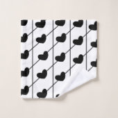 Bandes noires et blanches avec Coeurs noirs (Gant de toilette)