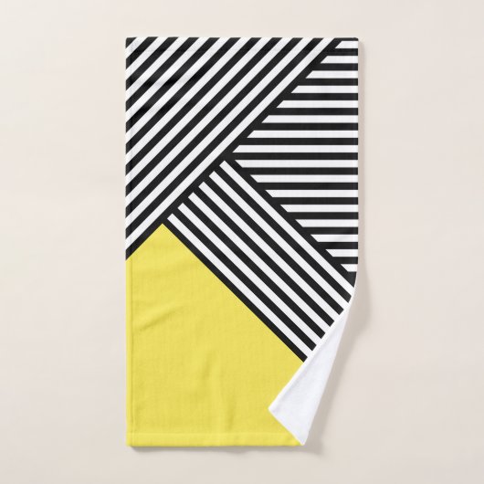 Bandes noires et blanches avec triangle jaune (Serviette à main)